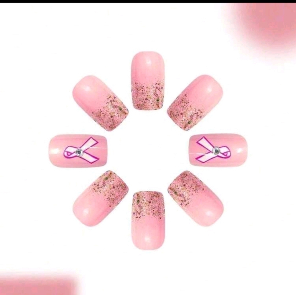 Pink Glitter Ribbon Nail Art Set - Women Makeup - Picture 3 of 4